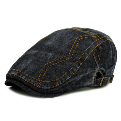 Casquette Plate en Denim Structuré