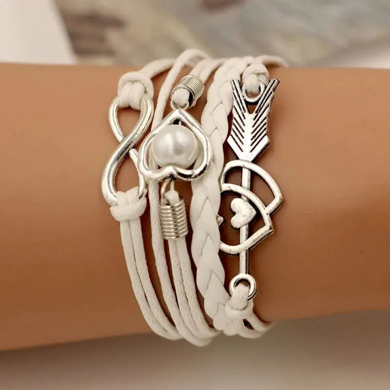 Bracelets pour femme en cuir infini amour perle amitié Fait à la Main Boutique Linda