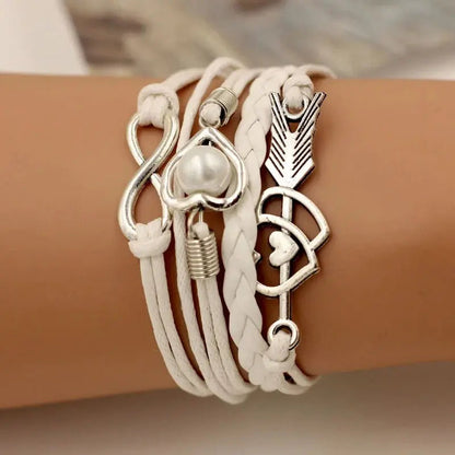 Bracelets pour femme en cuir infini amour perle amitié Fait à la Main Boutique Linda