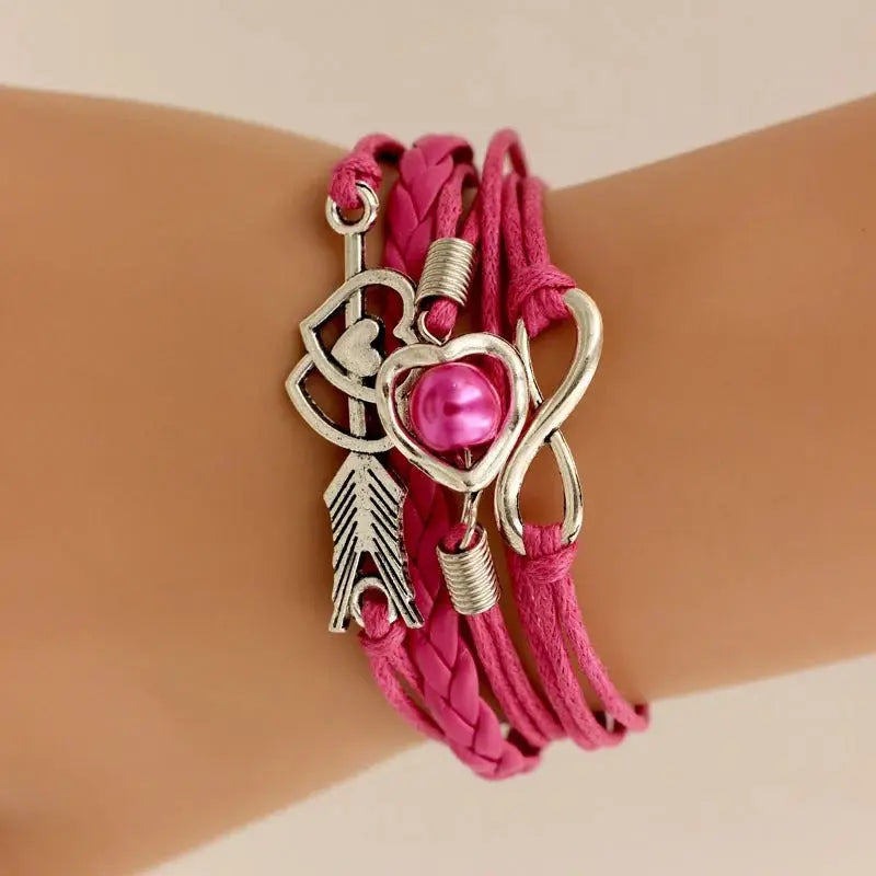 Bracelets pour femme en cuir infini amour perle amitié Fait à la Main Boutique Linda