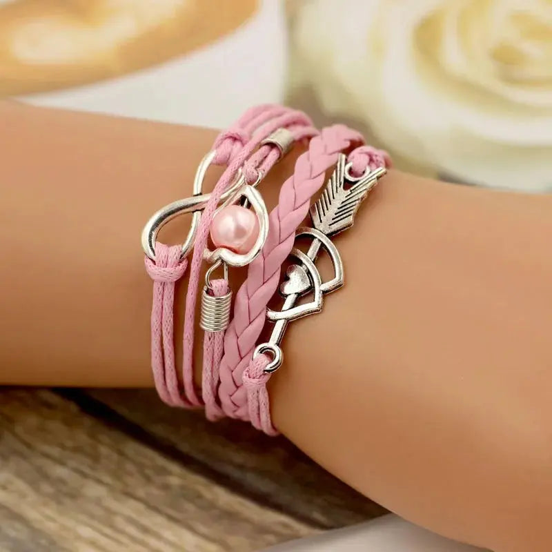 Bracelets pour femme en cuir infini amour perle amitié Fait à la Main Boutique Linda