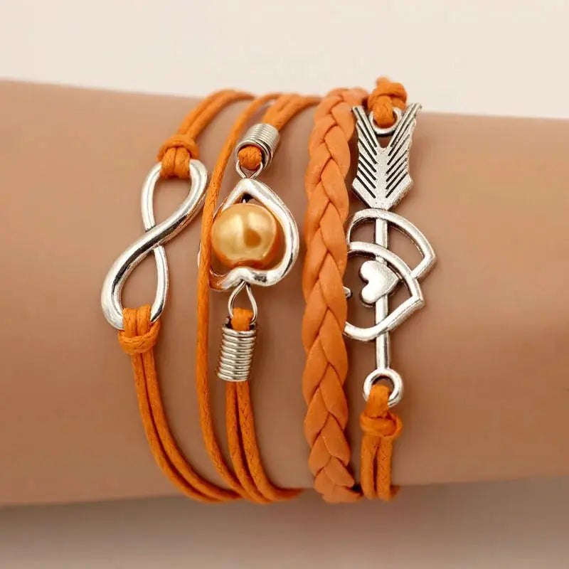 Bracelets pour femme en cuir infini amour perle amitié Fait à la Main Boutique Linda