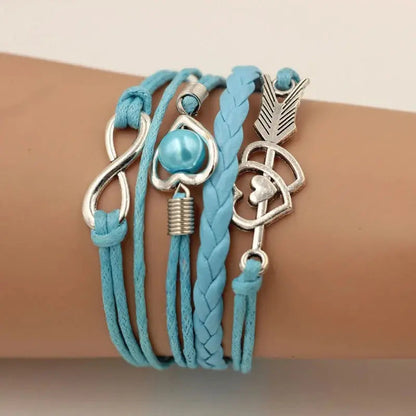Bracelets pour femme en cuir infini amour perle amitié Fait à la Main Boutique Linda