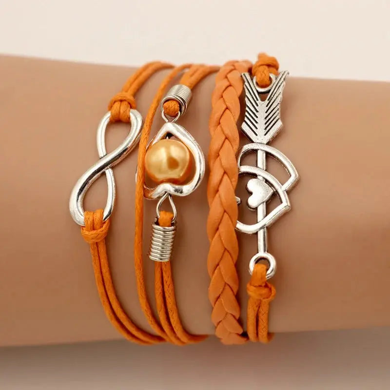 Bracelets pour femme en cuir infini amour perle amitié Fait à la Main Boutique Linda