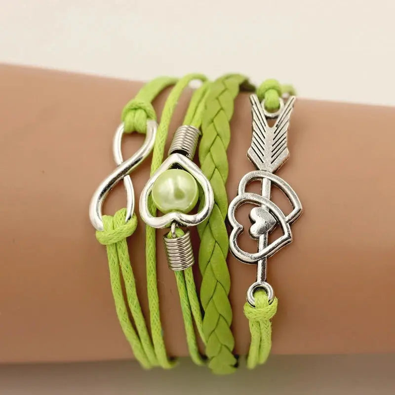 Bracelets pour femme en cuir infini amour perle amitié Fait à la Main Boutique Linda