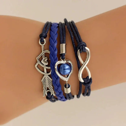 Bracelets pour femme en cuir infini amour perle amitié Fait à la Main Boutique Linda