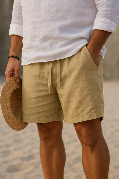 Lenoir™ | Short élégant en lin à taille élastique