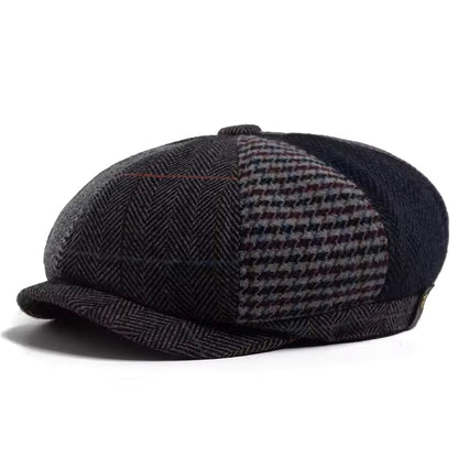Casquette Plate en Patchwork de Laine Authentique