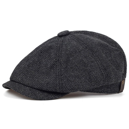 Casquette Plate en Laine Marron Classique