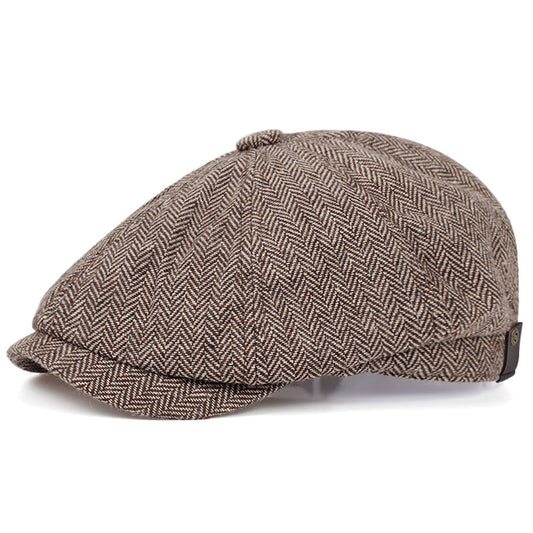 Casquette Plate en Laine Marron Classique