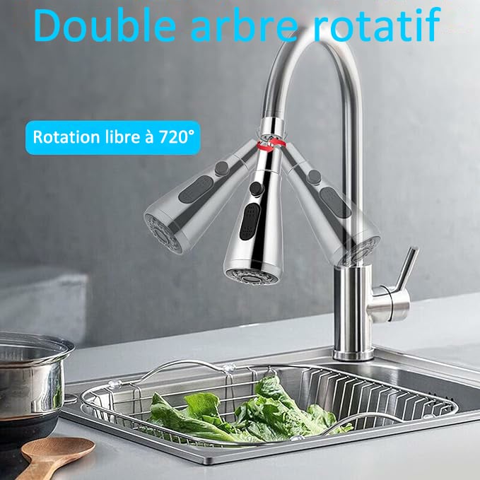 Tête de pulvérisation de robinet rotative
